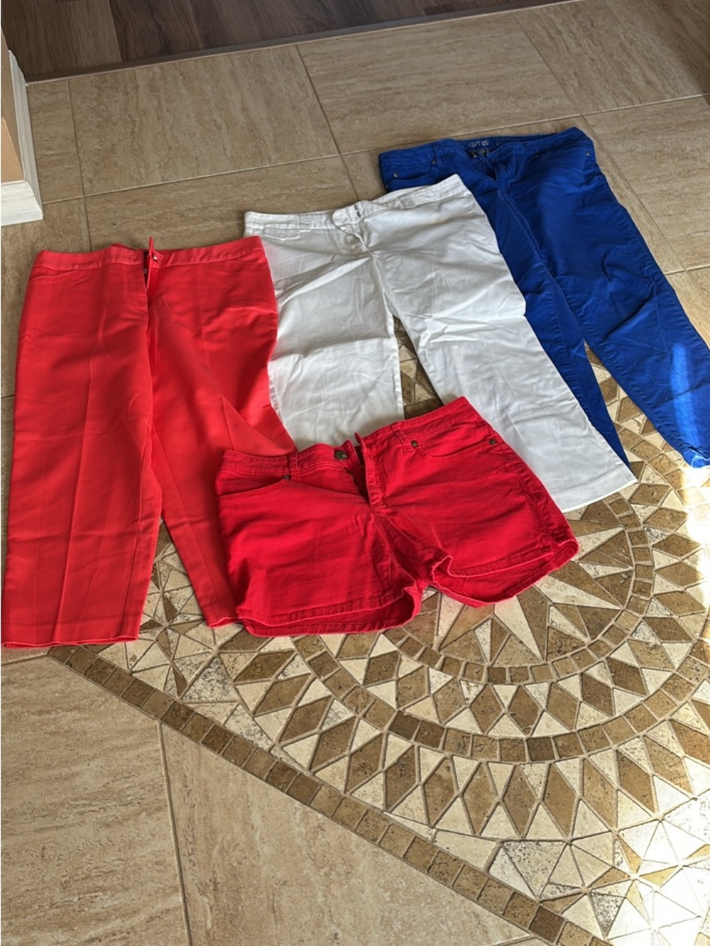 Bundle of Red, White, salmon & Blue Pants and Shorts